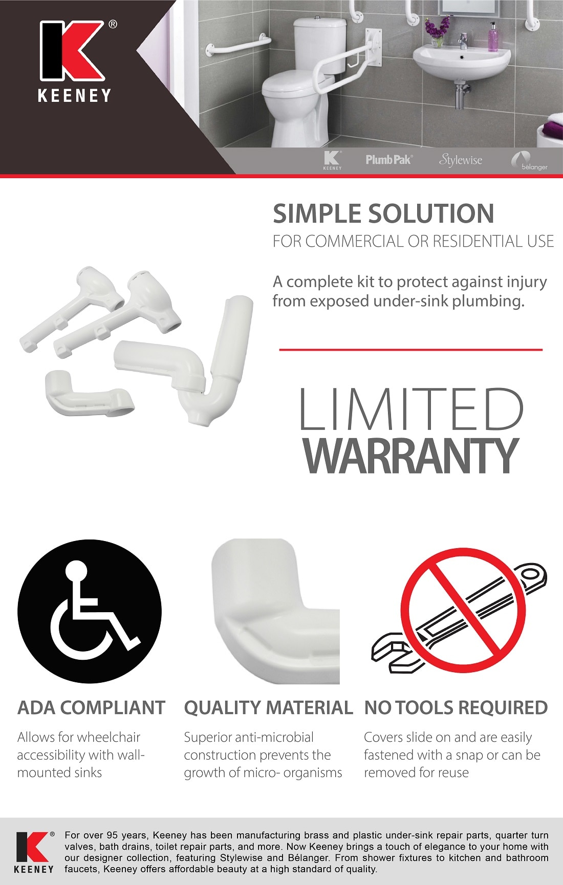KEENEY ADA Compliant Under Sink Safety Cover Kit with Offset K503KN